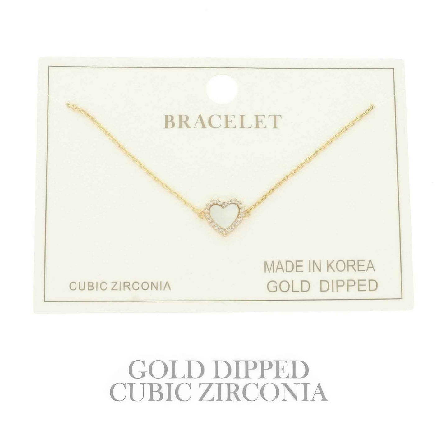 Gold Plated Cz Heart Chain Bracelet