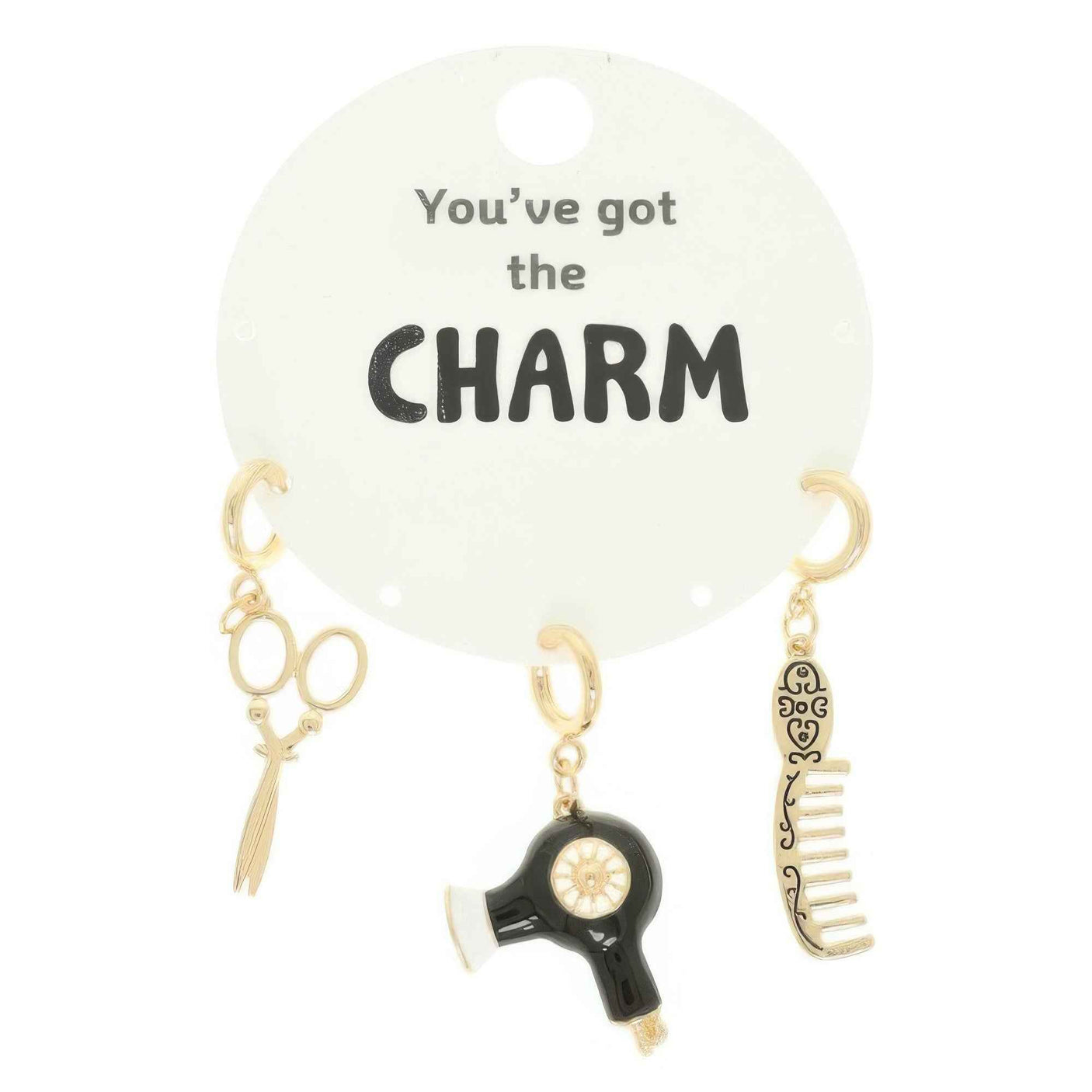 3pc Hair Stylist Theme Assorted Charm Set