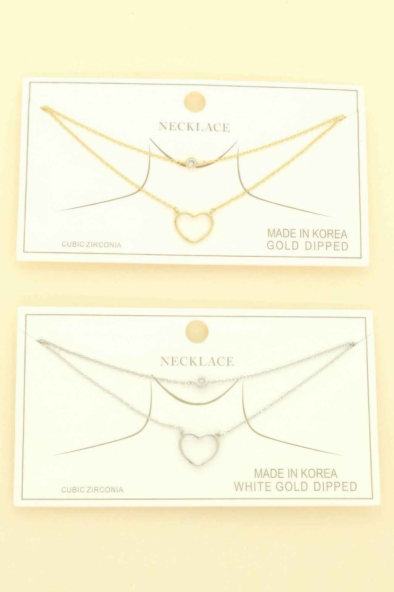 Cz Gold Plated Heart Cut Pendant Necklace