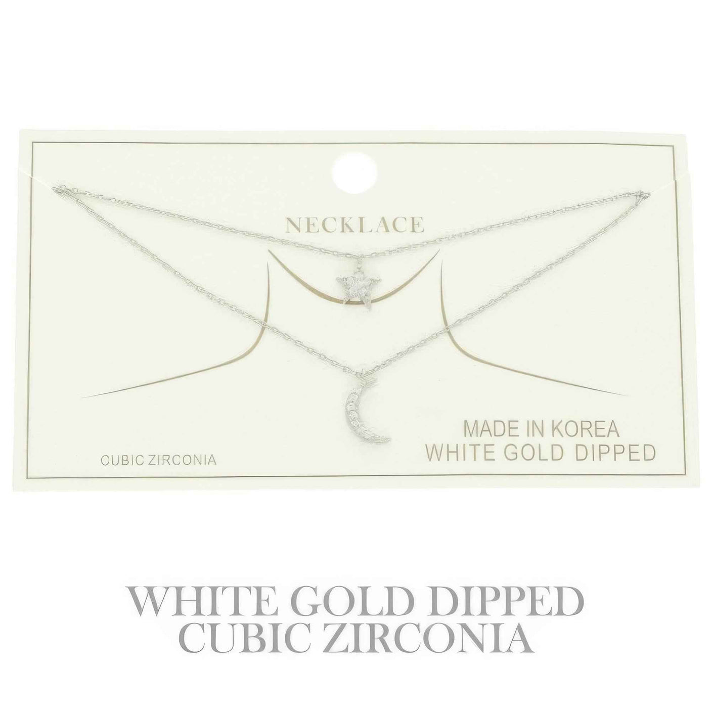 Cz Gold Plated Moon And Star Pendant Necklace