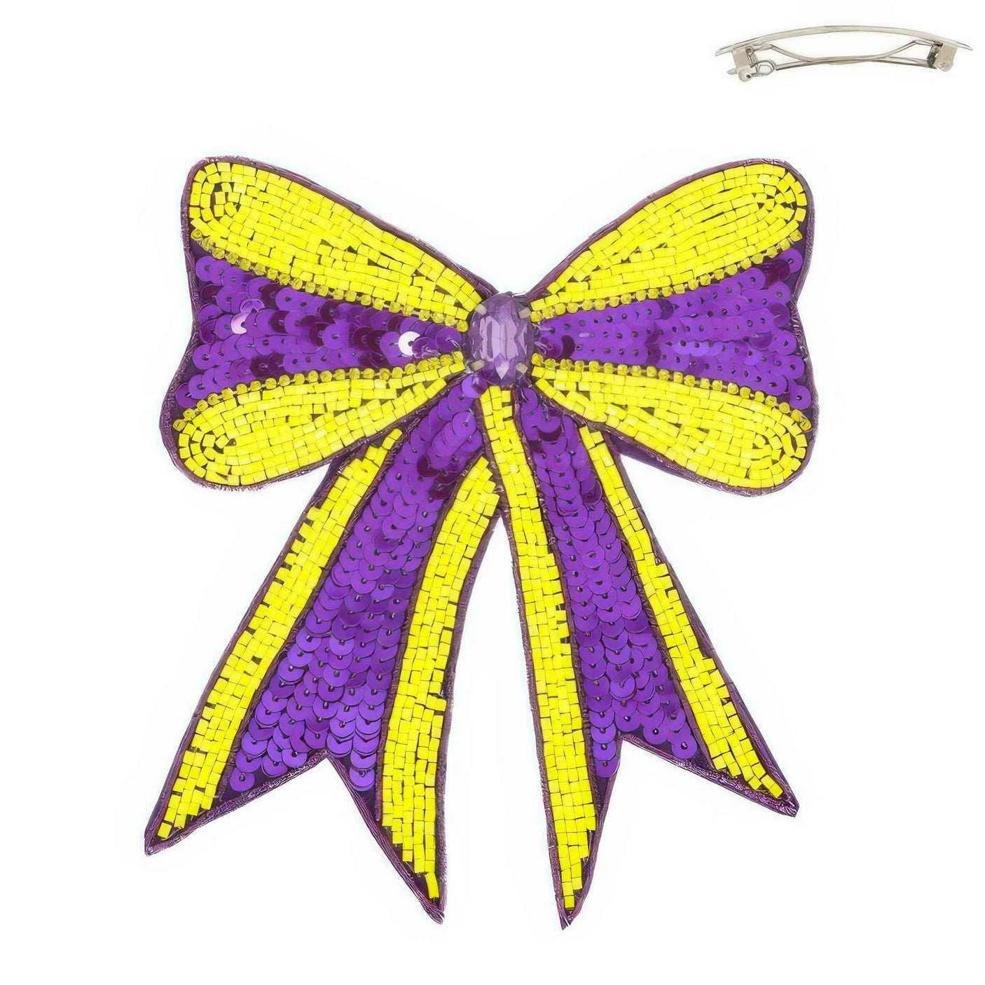 Gameday Sequin Ribbon Barrette Hair Clip