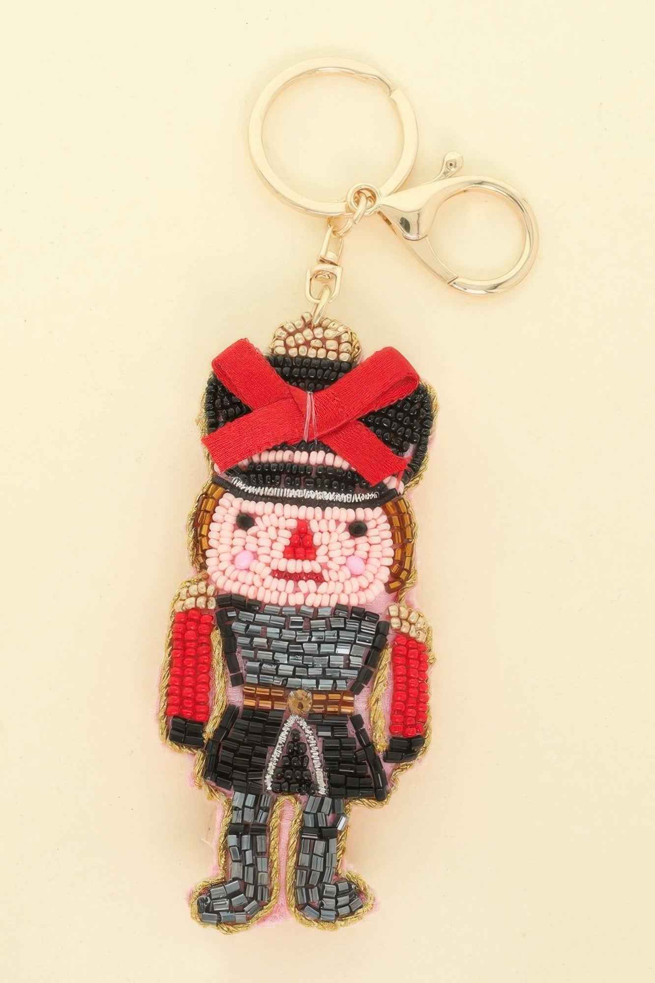 Christmas Nutcracker Seed Beaded Keychain