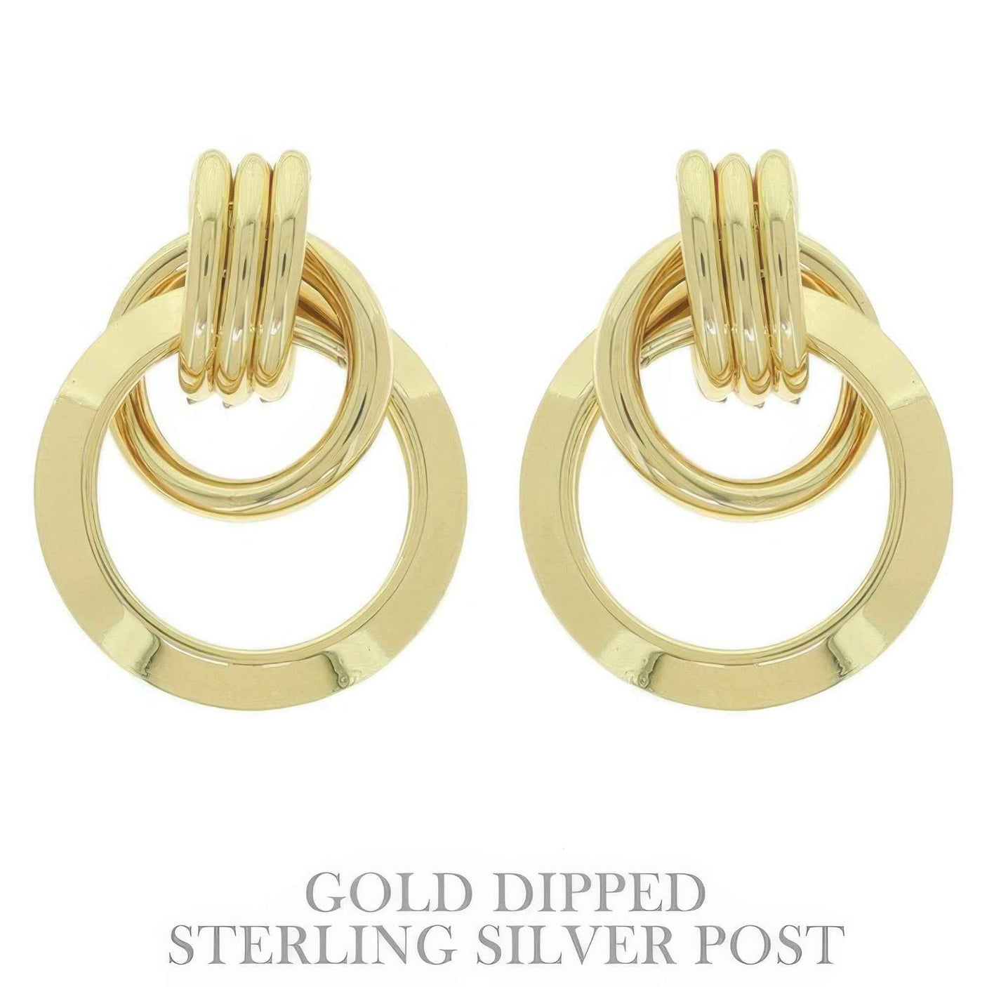 Flash-plated Stacked Doorknocker Earrings