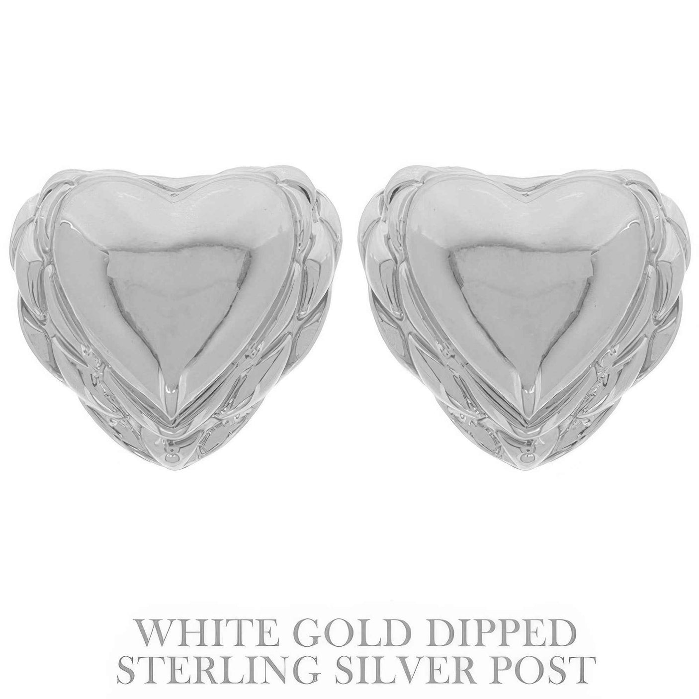 Flash-plated Scallop-edged Heart Earrings
