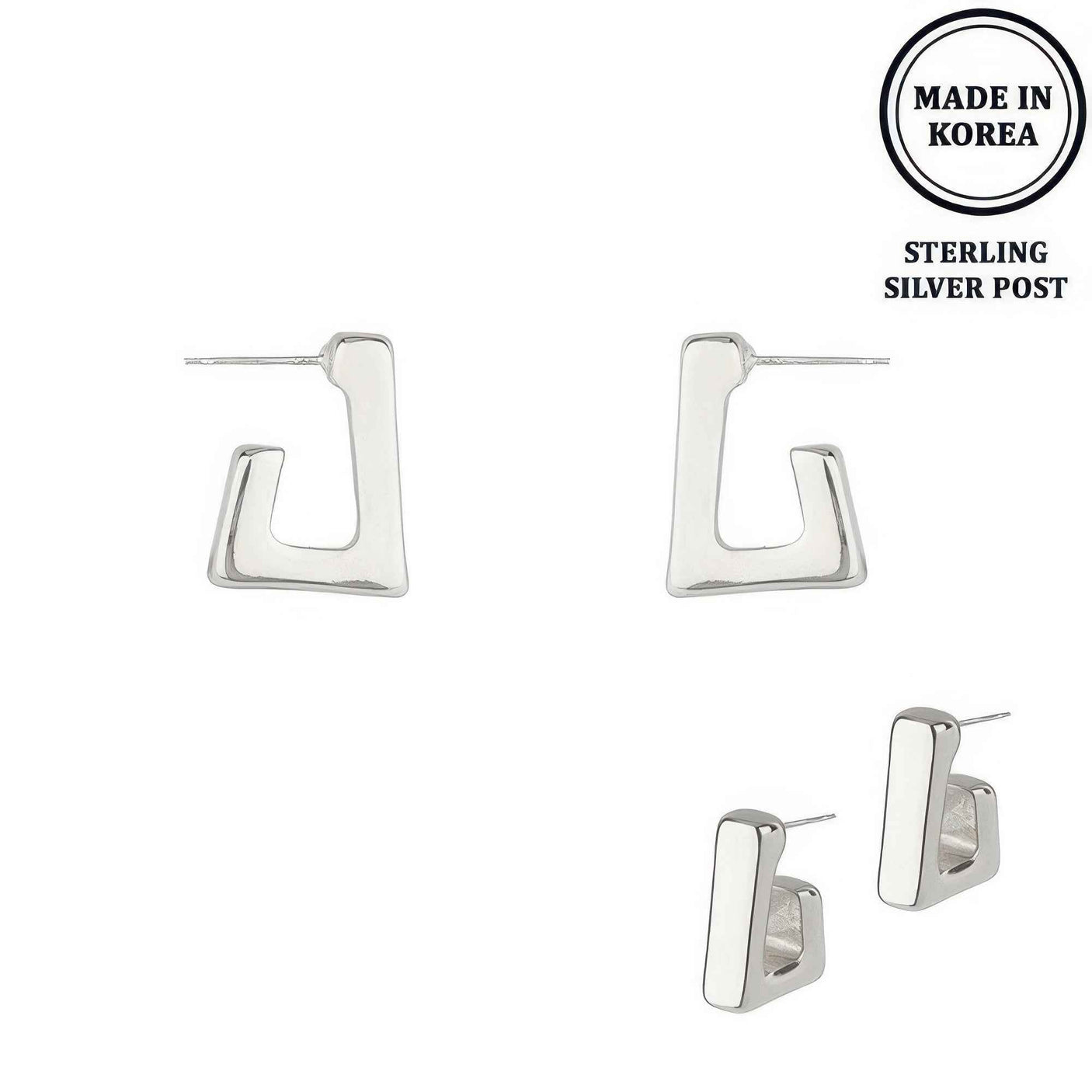 Flash-plated Open Square Hoop Earrings