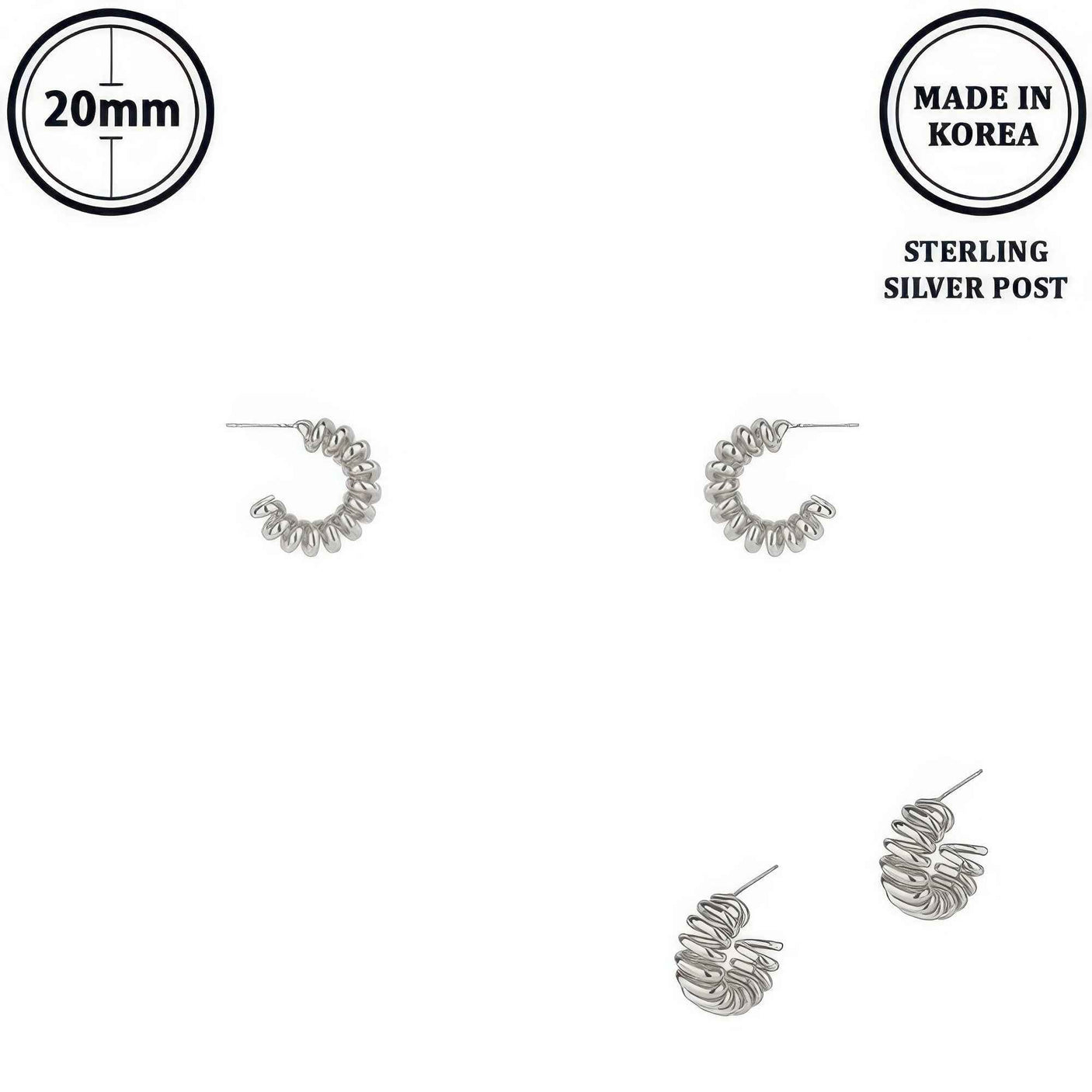 Flash-plated Ribbed Huggie Hoop Earrings