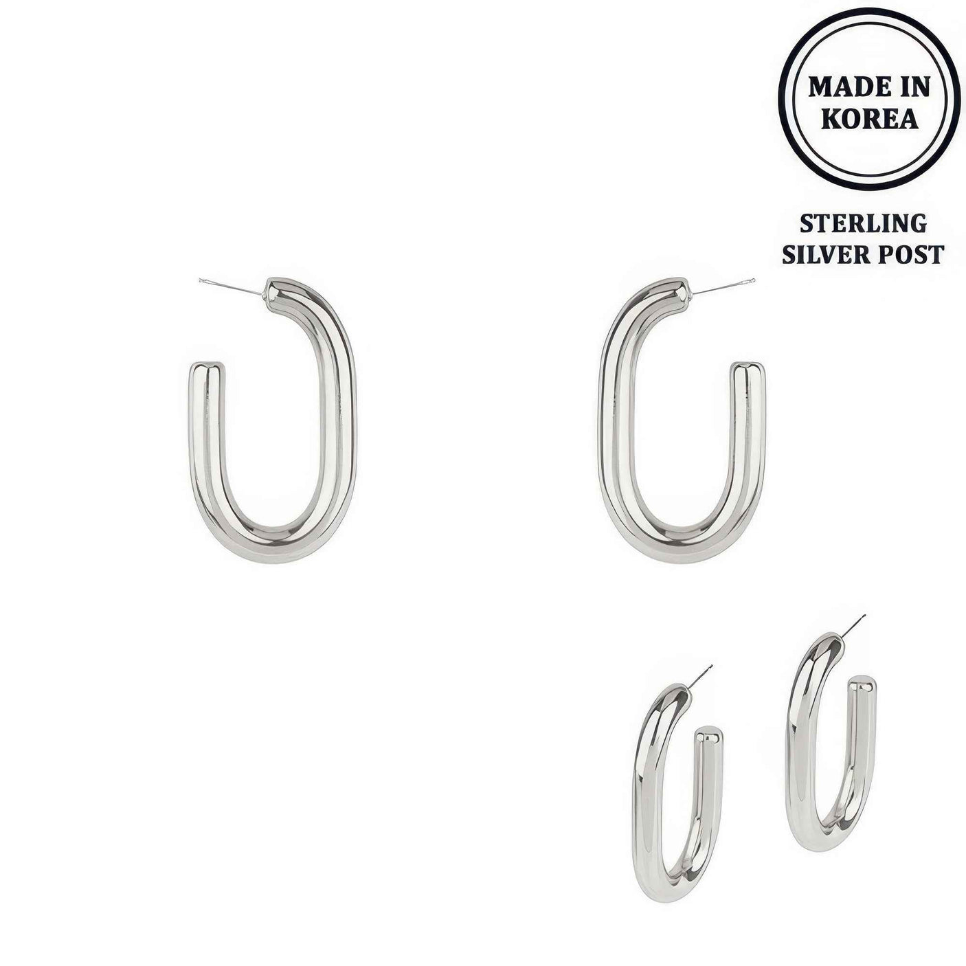 Flash-plated Oval Hoop Earrings
