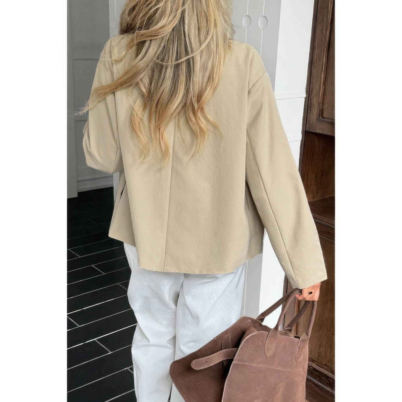 Double Breasted V Neck Trench Long Sleeve Coat