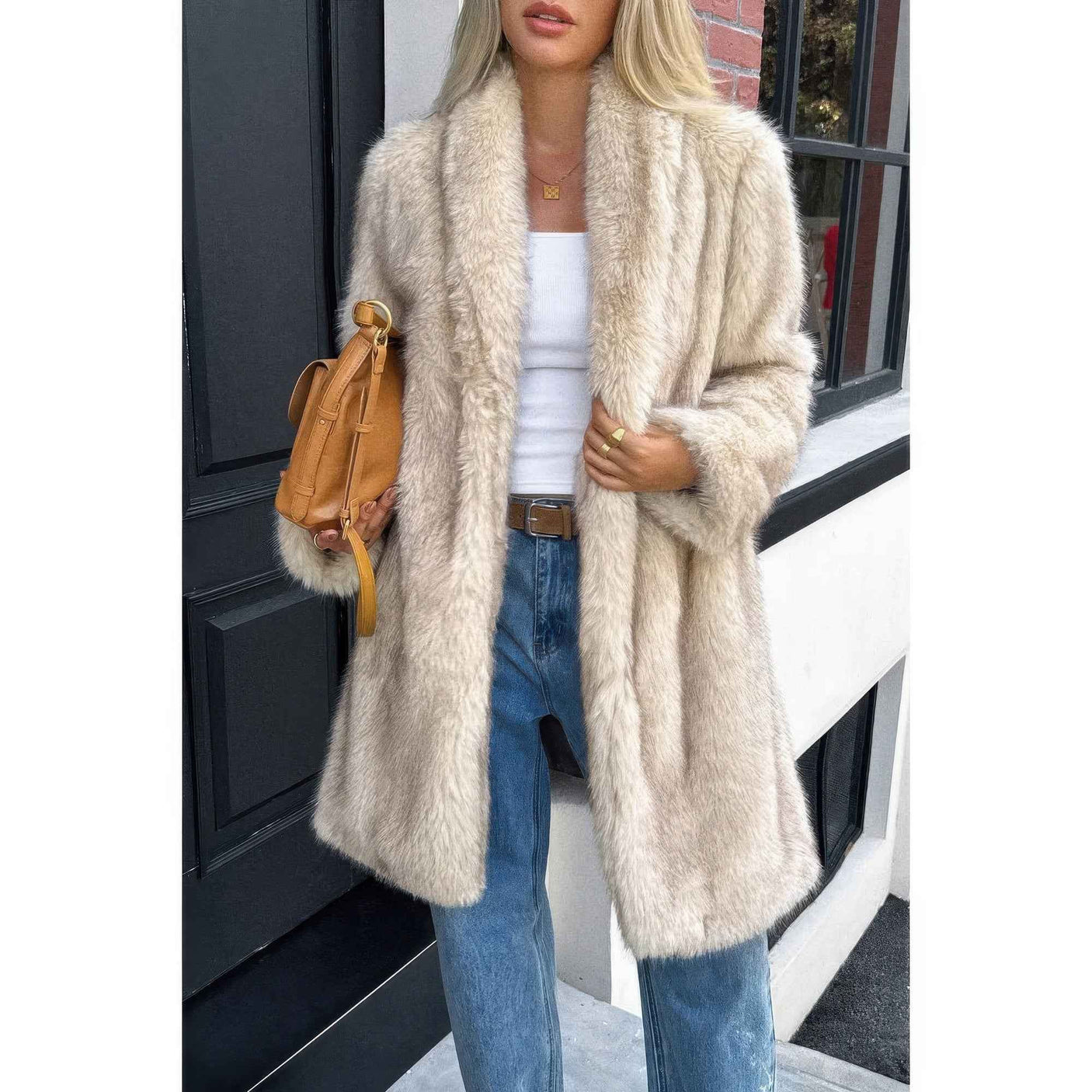 Solid Fluffy Faux Fur Shaggy Long Body Outwear