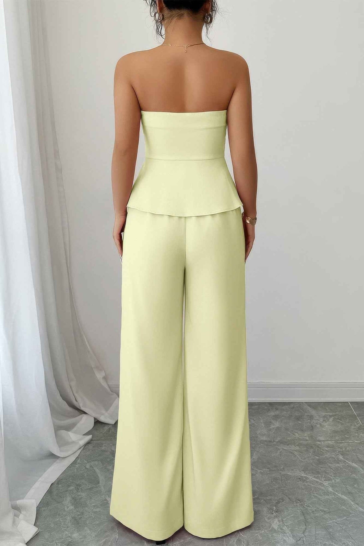 Off Shoulder Waist Cinched Wide Leg Sets