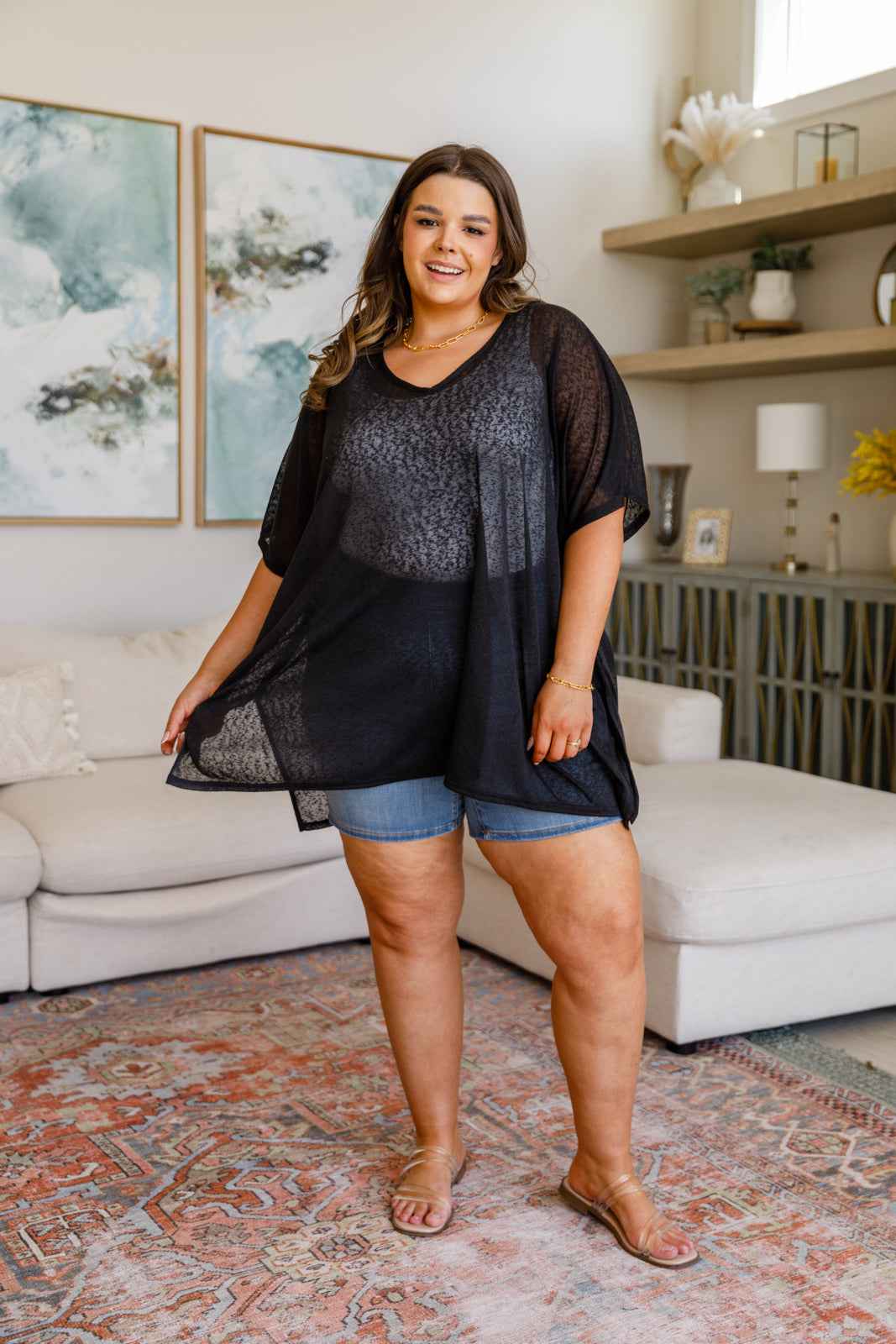 Warm Days, Cool Nights Top in Black - Liarian Unlimited Boutique