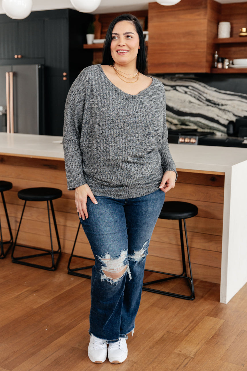 Warm Thoughts Ribbed Top in Charcoal - Liarian Unlimited Boutique