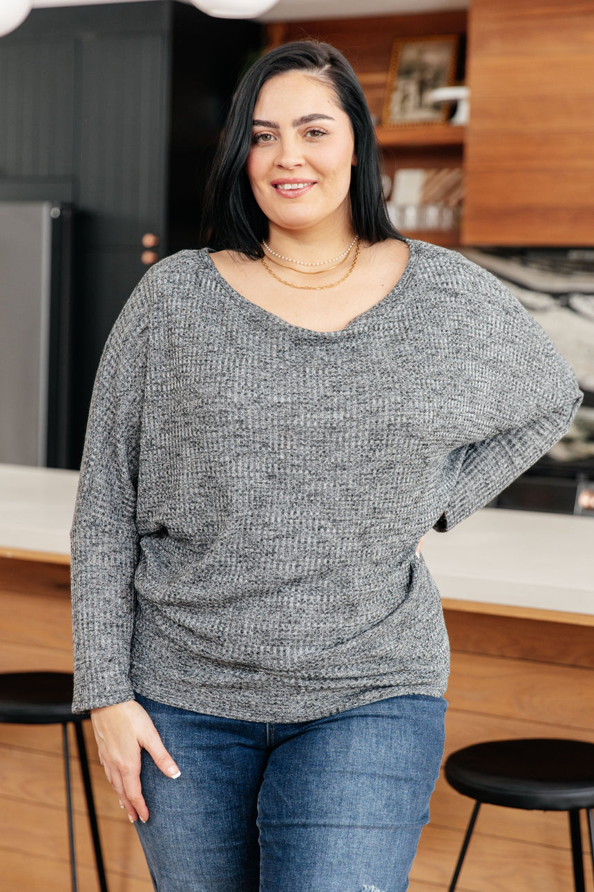 Warm Thoughts Ribbed Top in Charcoal - Liarian Unlimited Boutique