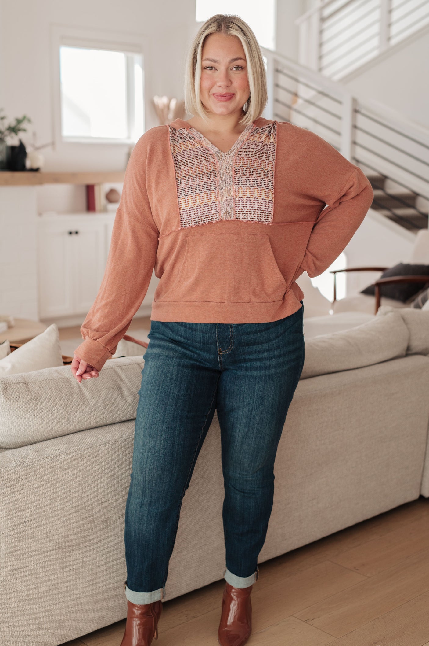 Sudadera con capucha con estampado mixto Wave Hello