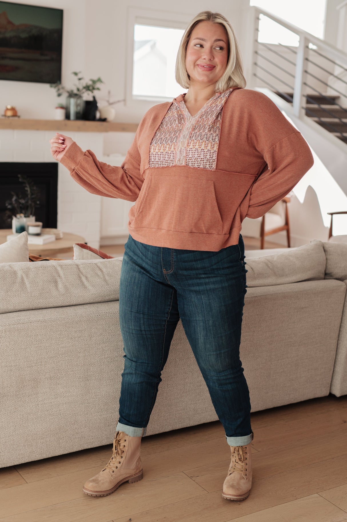 Sudadera con capucha con estampado mixto Wave Hello