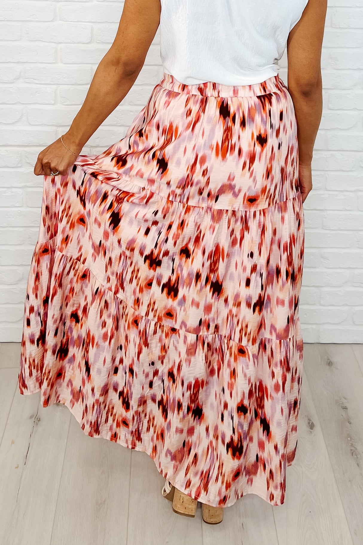 Falda larga con estampado de acuarela "Words Fail Me"