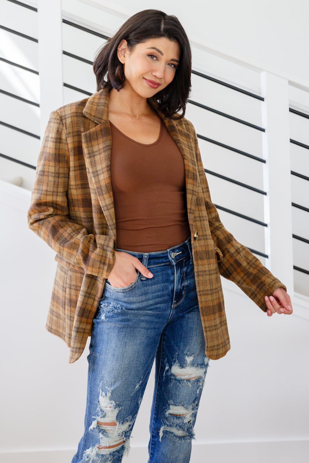 Blazer de cuadros de clase mundial