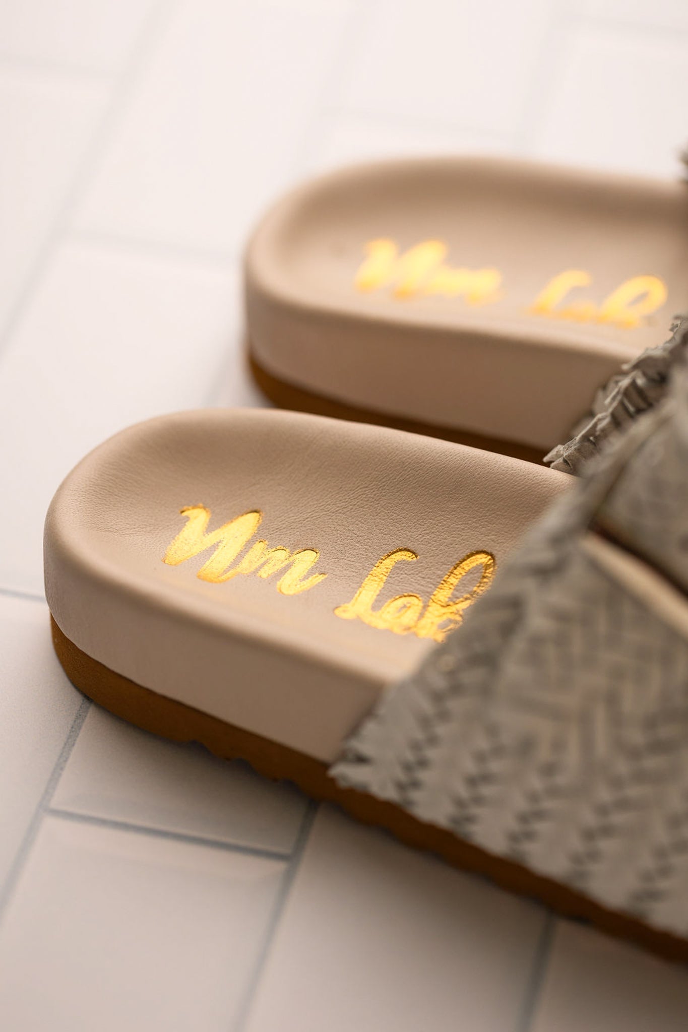 Intertwine Dual Woven Strap Slide in White - Liarian Unlimited Boutique