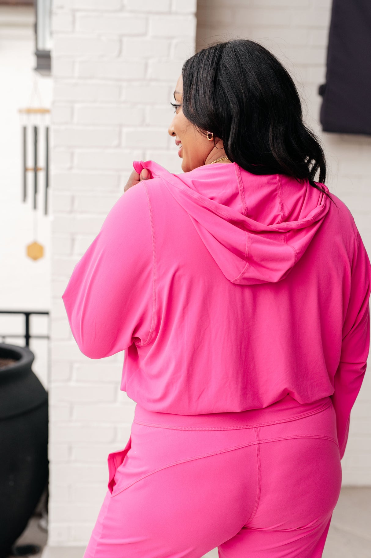 Morning Run Half Zip Hoodie in Sonic Pink - Liarian Unlimited Boutique