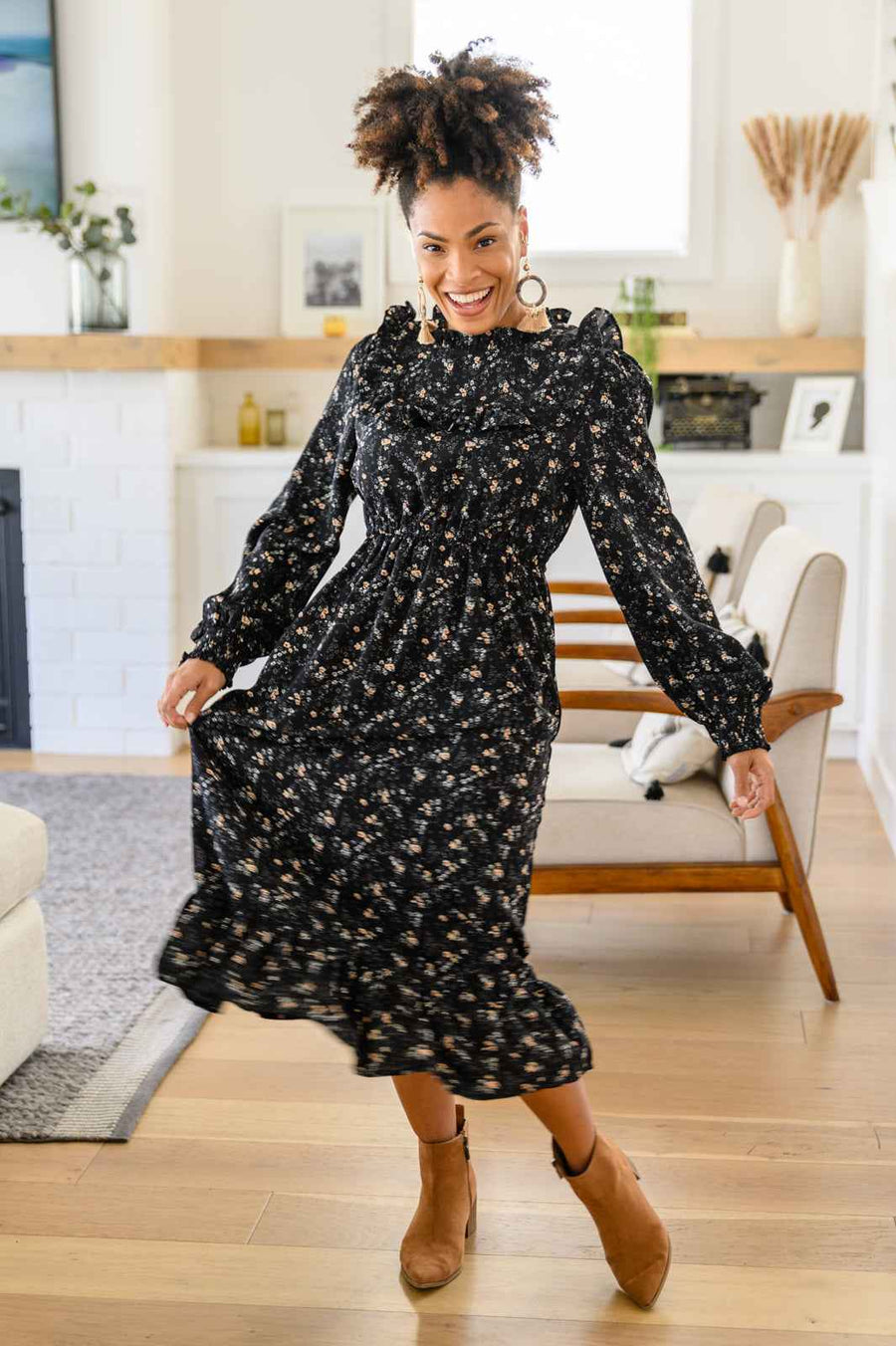 Larissa Long Sleeve Ruffle Hem Dress - Liarian Unlimited Boutique