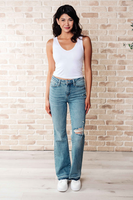 Isla Mid Rise Distressed Released Hem Bootcut Jeans - Liarian Unlimited Boutique