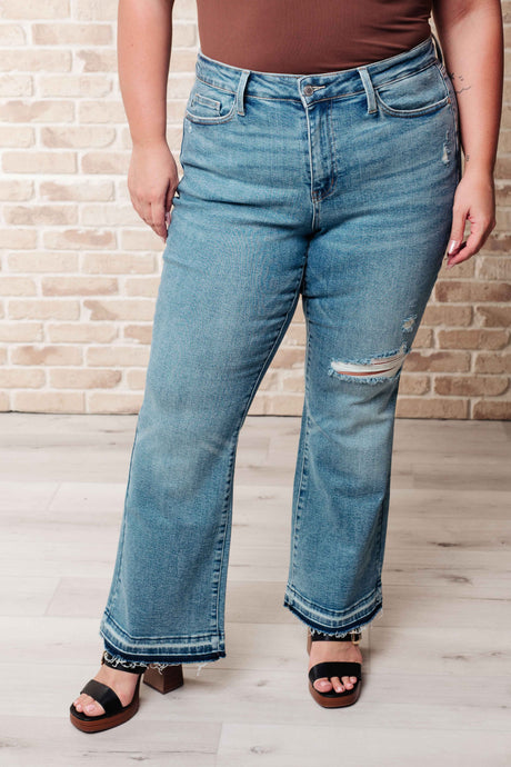 Isla Mid Rise Distressed Released Hem Bootcut Jeans - Liarian Unlimited Boutique
