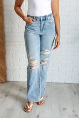 Ramona High Rise Rigid Magic Destroyed Straight Jeans - Liarian Unlimited Boutique
