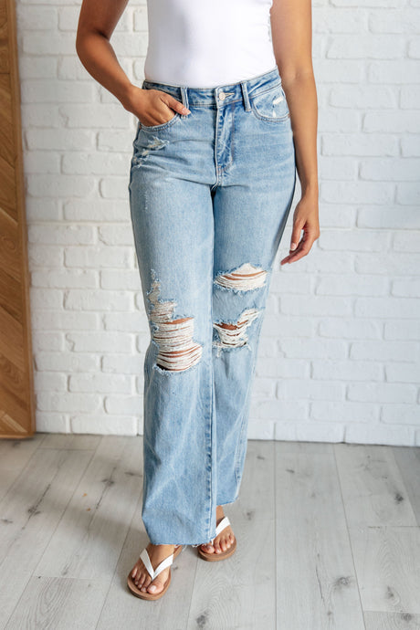 Ramona High Rise Rigid Magic Destroyed Straight Jeans - Liarian Unlimited Boutique