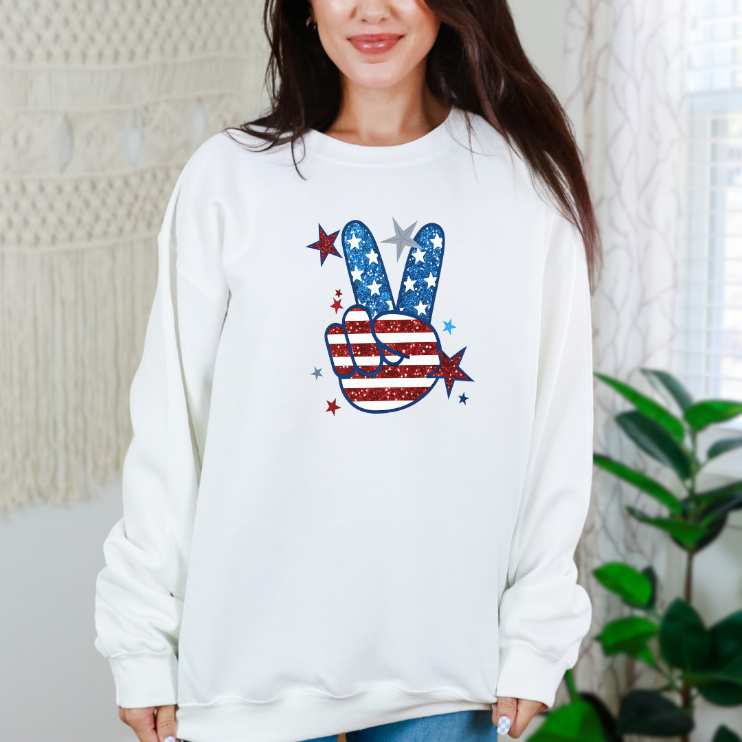Sudadera con estampado de estrellas y rayas de la paz