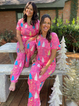 Conjunto de pijama de árboles rosas