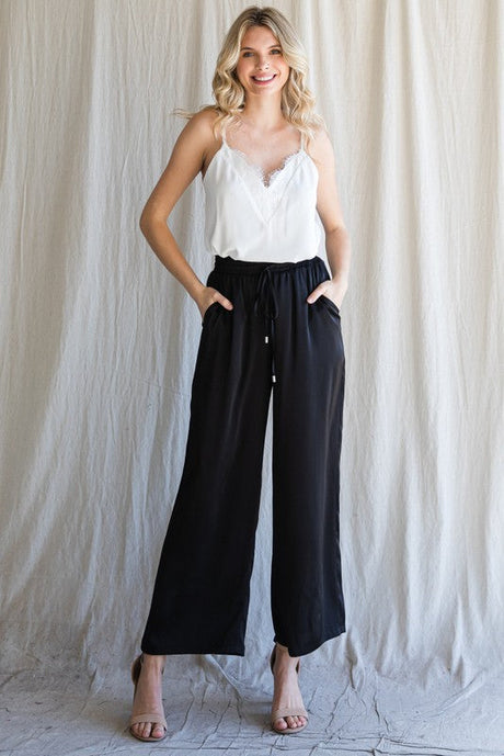 City Ease Wide Leg Bottoms in Black