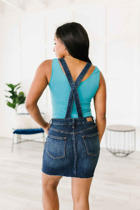Agnes Denim Overall Dress - Liarian Unlimited Boutique