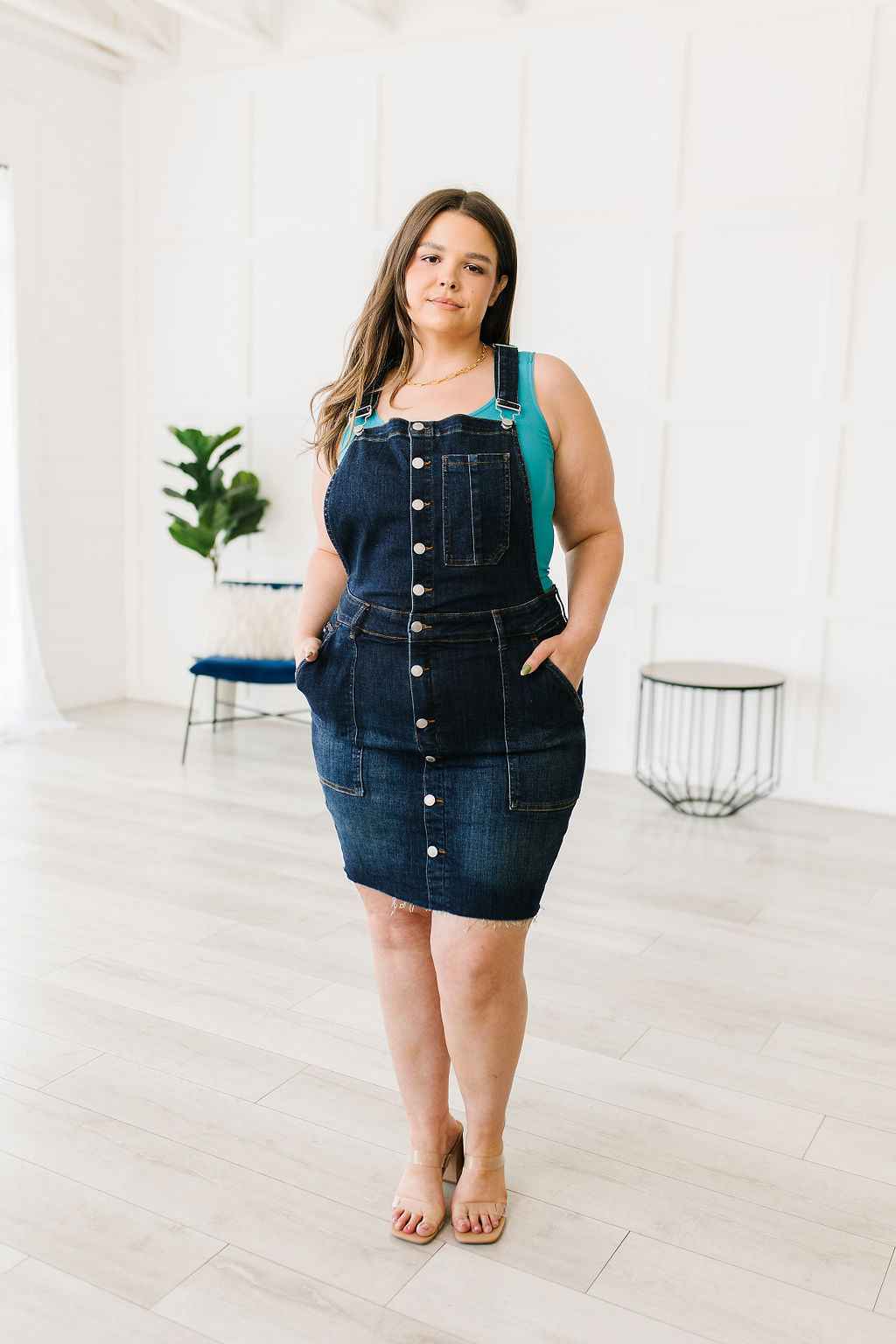 Agnes Denim Overall Dress - Liarian Unlimited Boutique