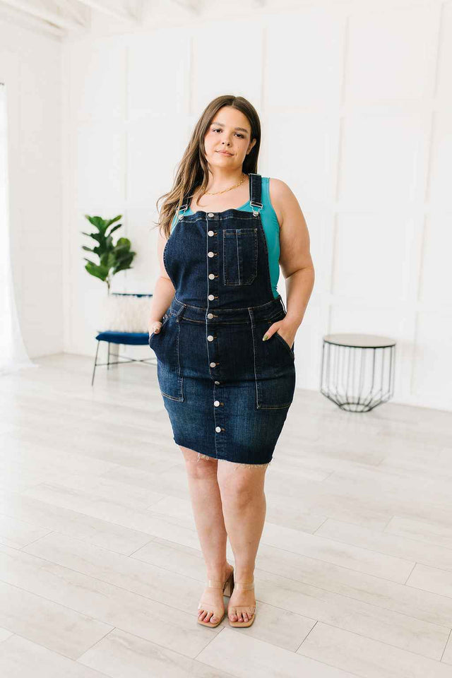 Agnes Denim Overall Dress - Liarian Unlimited Boutique