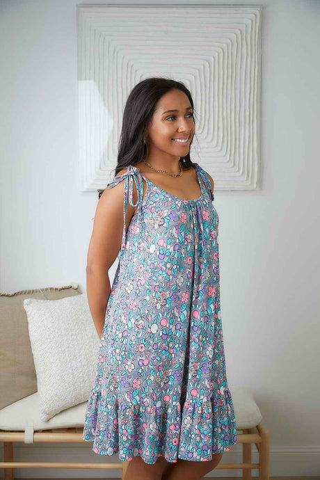 Floral Essence Tie Strap Dress - Liarian Unlimited Boutique