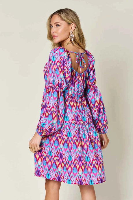 Double Take Full Size Printed Long Sleeve Dress