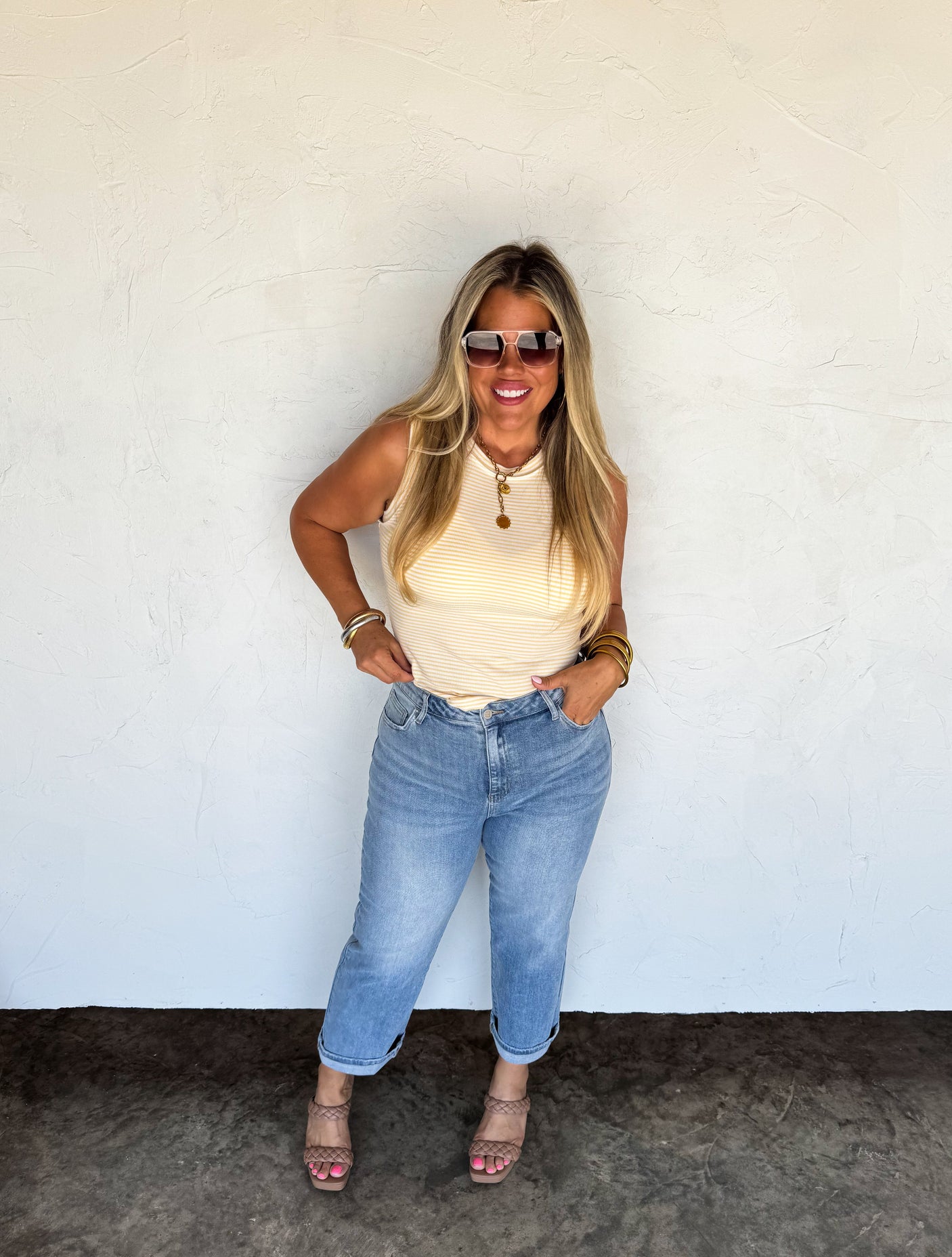 RESERVA: Camiseta de tirantes acanalada a rayas Summer Bianca