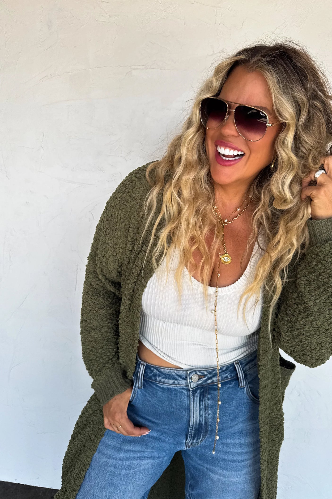 RESERVA: Cárdigan de punto con palomitas de maíz