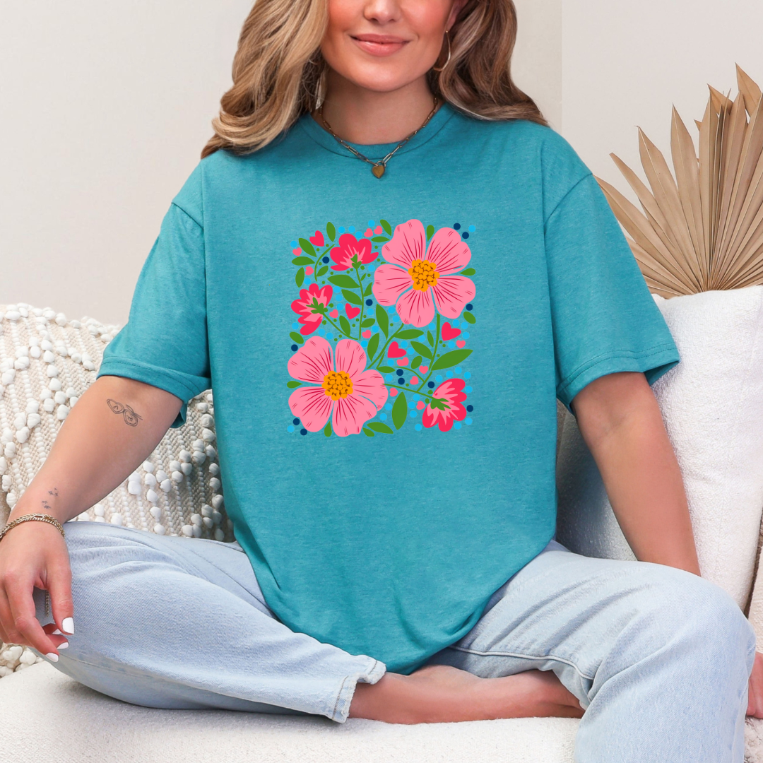 Camiseta gráfica con arreglo floral