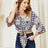 Tie Hem V-Neck Three-Quarter Sleeve Blouse