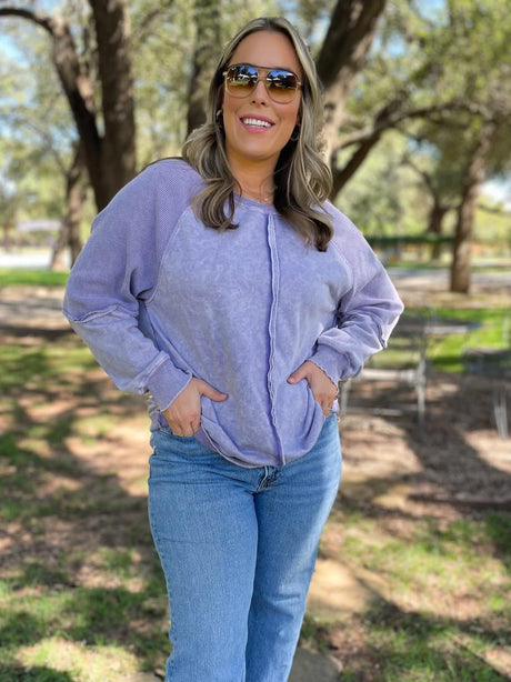 Best Selling Elliott Exposed Seam Sweatshirt in Five Colors - Liarian Unlimited Boutique