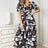 Printed Surplice Balloon Sleeve Dress