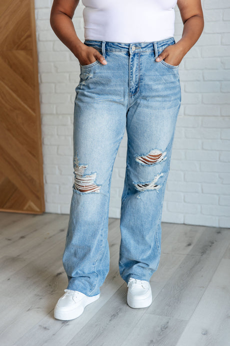 Ramona High Rise Rigid Magic Destroyed Straight Jeans - Liarian Unlimited Boutique