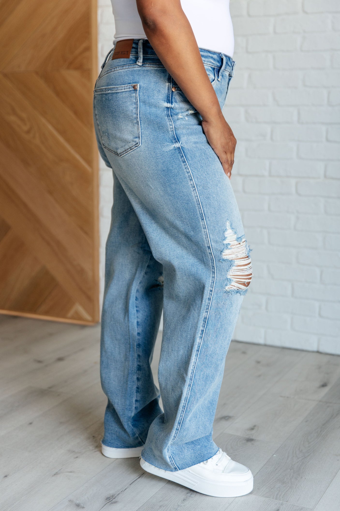 Ramona High Rise Rigid Magic Destroyed Straight Jeans - Liarian Unlimited Boutique