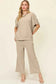 Double Take Full Size Texture Short Sleeve Top and Pants Set