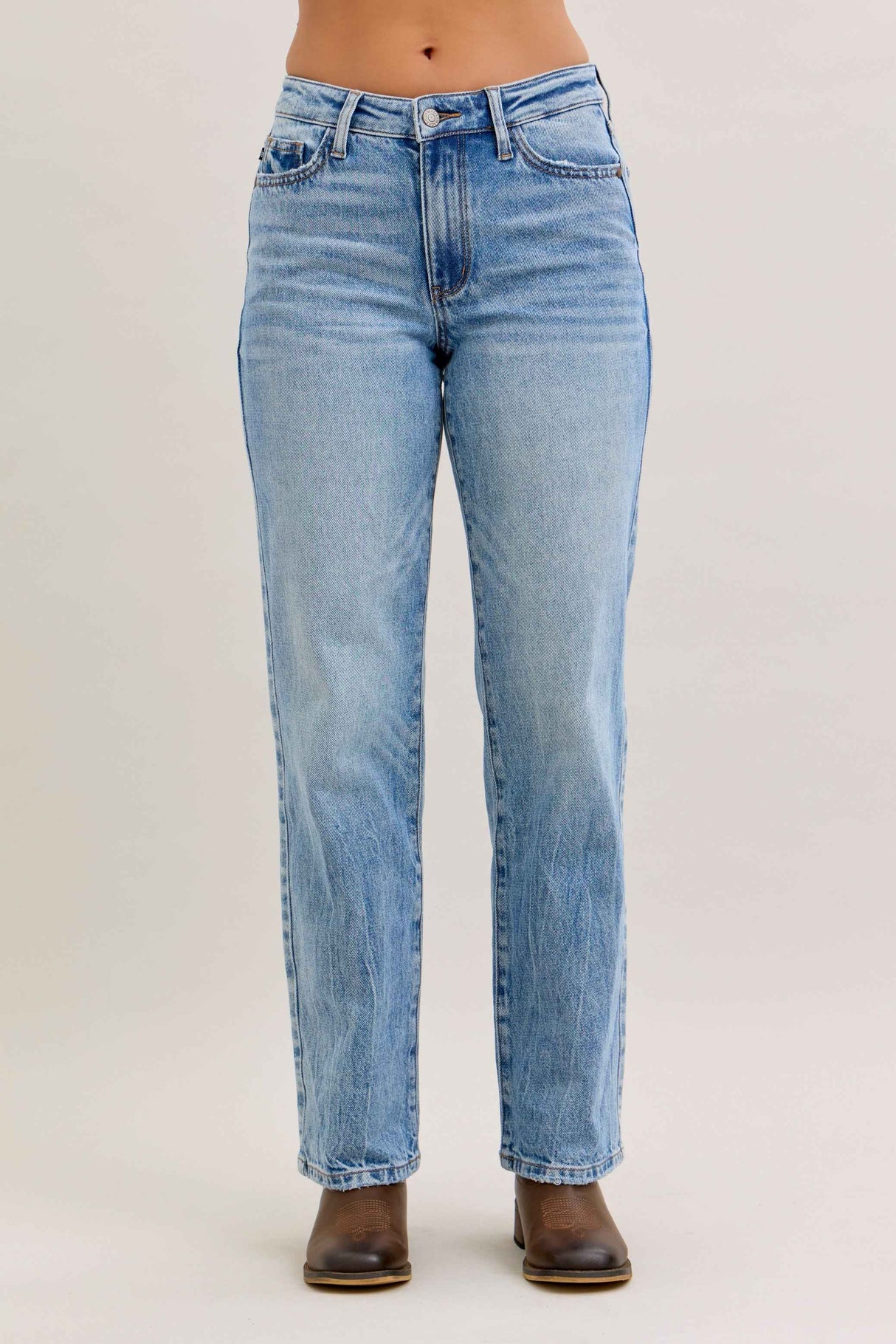 Heather Mid Rise Rigid Magic Straight
