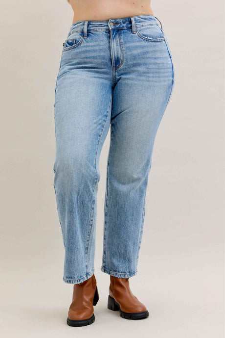 Heather Mid Rise Rigid Magic Straight