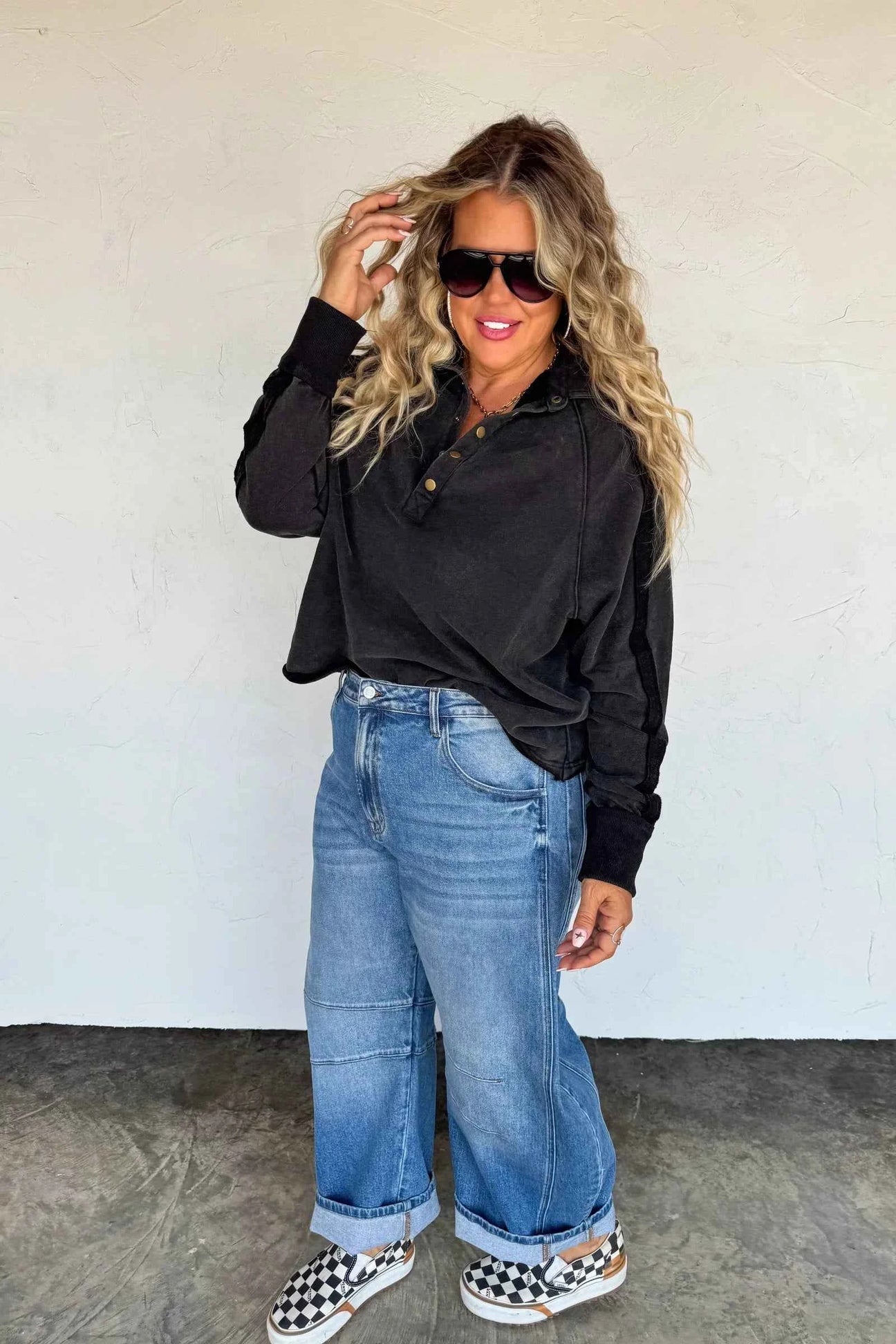 PREORDER: Longer Length Marley Snap Button Sweatshirt