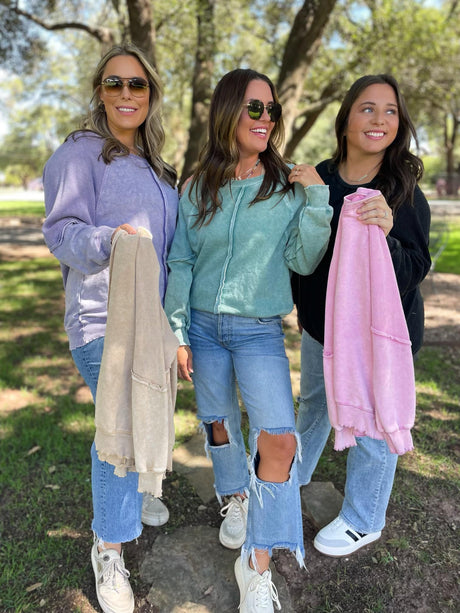 Best Selling Elliott Exposed Seam Sweatshirt in Five Colors - Liarian Unlimited Boutique