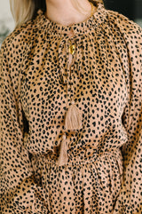 A Cheeky Little Time Tiered Dress in Pecan Brown